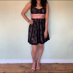 Pink and Black Lace Dress